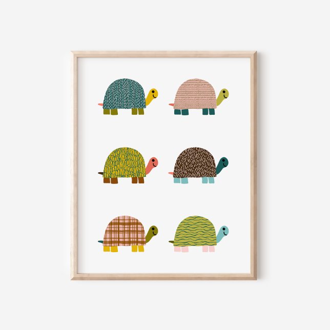 Poster Cute Tortues Levées À La Main Nourriture Art (Créateur téléchargé)