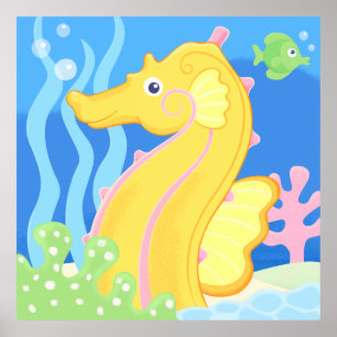 poster - cute tropical sea horse