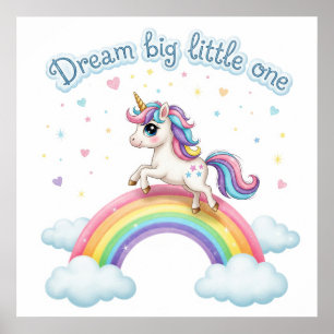 Poster Cute Unicorn sur arc-en-ciel, Nursery Printable