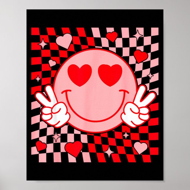 Poster Cute Valentine Vibes Groovy Valentine Day Men Wome (Devant)