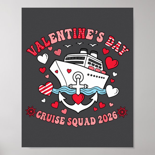 Poster Cute Valentines Day Cruise 2026 Matching Cruise Fo (Devant)