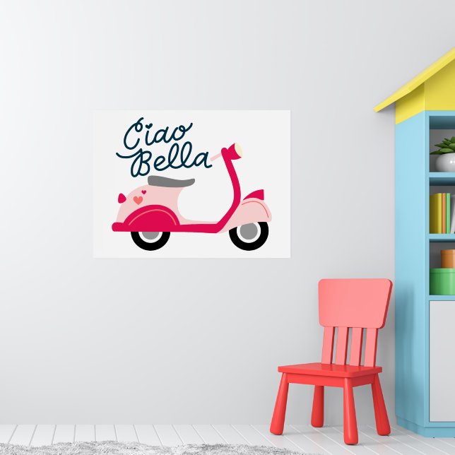 Poster Cute Vespa Scooter Ciao Bella (Pépinière 1)
