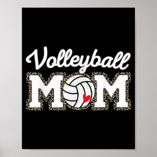 Poster Cute Volleyball Mom Leopard Print Mothers Day 