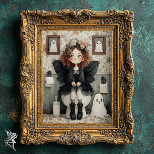 Poster Cute Whimsesol Halloween Fée Et L'Art Fantôme
