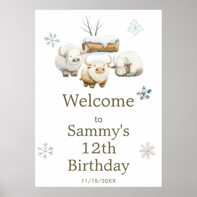 Poster Cute Winter Arctic Cow Baby (Devant)