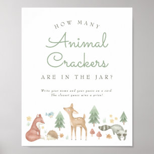 Poster Cute Woodland Animaux Baby shower Devinant Jeu