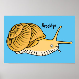 Poster Cute yellow snail cartoon