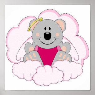 Poster Cutelyn Baby Girl Angel Koala Ours Sur Les Nuages