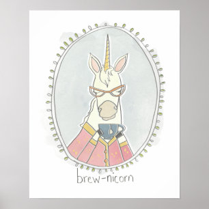 Poster Cutie caféinée   Brew Unicorn