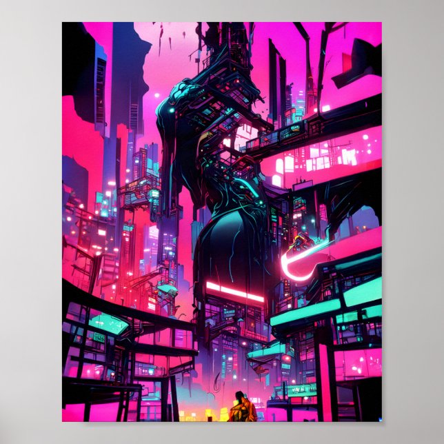 Poster CyberCity coucher de soleil (Devant)