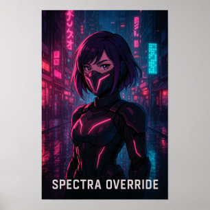 Poster Cyberpunk Anime Girl - Futuristic Neon City