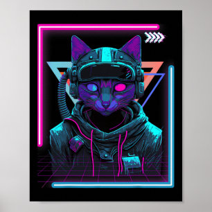 Poster Cyberpunk Cat Kitty Punker Futuriste Cyber Punk