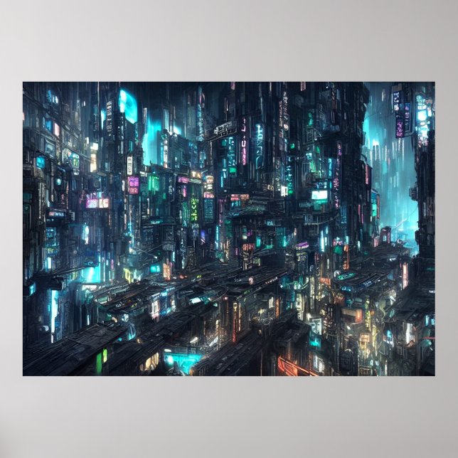 Poster Cyberpunk City Future (Devant)