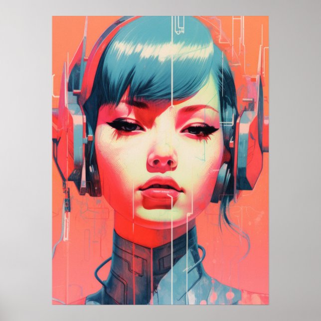 Poster Cyberpunk Cyborg Girl (Devant)