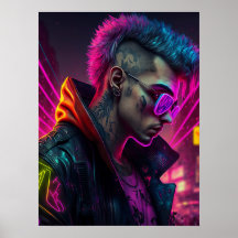 Cyberpunk fille dans la ville de néon