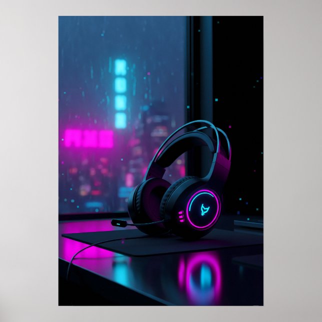 Poster Cyberpunk Gaming Headset (Devant)