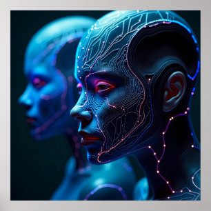 Poster Cyberpunk Généré par l'IA - Futuriste & Bol