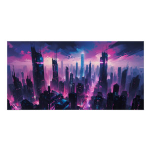 Poster Cyberpunk Glow Cityscape - Futuriste Neon Skyline