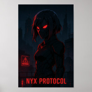 Poster Cyberpunk Guerrier Anime Girl