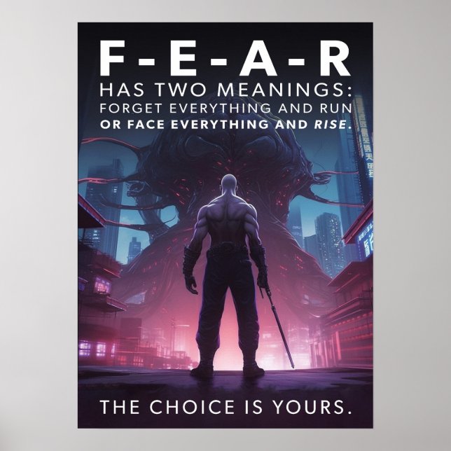 Poster Cyberpunk - Guerrier, gym, entraînement, succès (Devant)