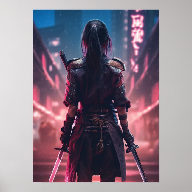 Poster Cyberpunk - Guerrier, gym, entraînement, succès (Devant)