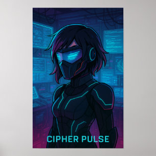 Poster Cyberpunk Hacker Anime Girl