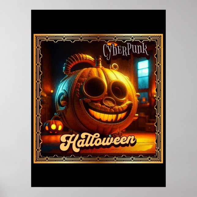 POSTER CYBERPUNK HALLOWEEN CITROUILLE (Devant)
