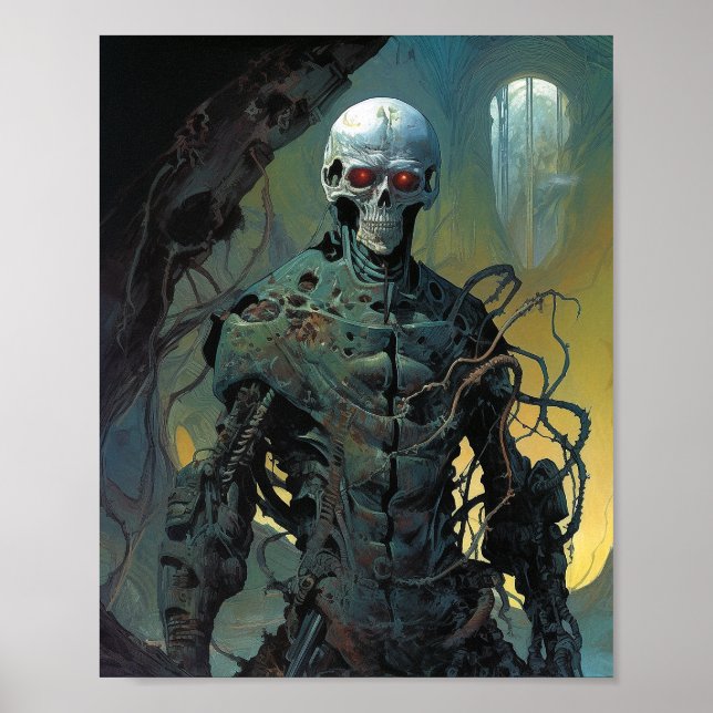 Poster Cyborg Skeleton Futuriste Science-Fiction (Devant)