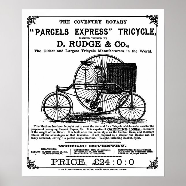 Poster Cycle vintage : Tricycle Rotary Coventry (Devant)