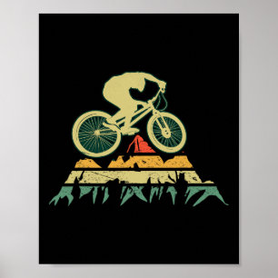 Poster Cyclisme de Montagne Vintage Silhouette Motard Cyc