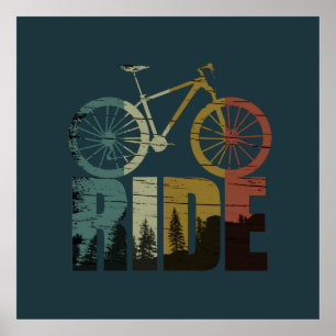 Poster cyclisme sur montagne vintage
