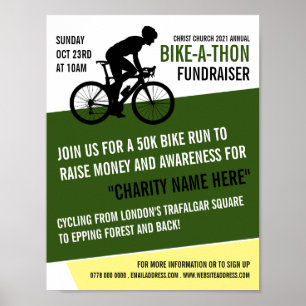 Poster Cycliste Silhouette, Charity Bike-a-Thon Event