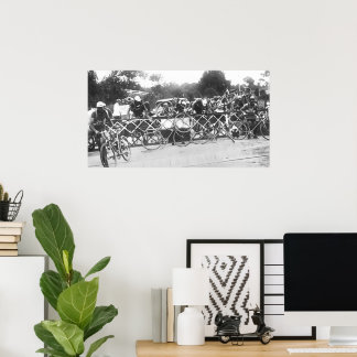 Poster Cyclistes Ne Peuvent Pas Attendre Au Passage à Niv