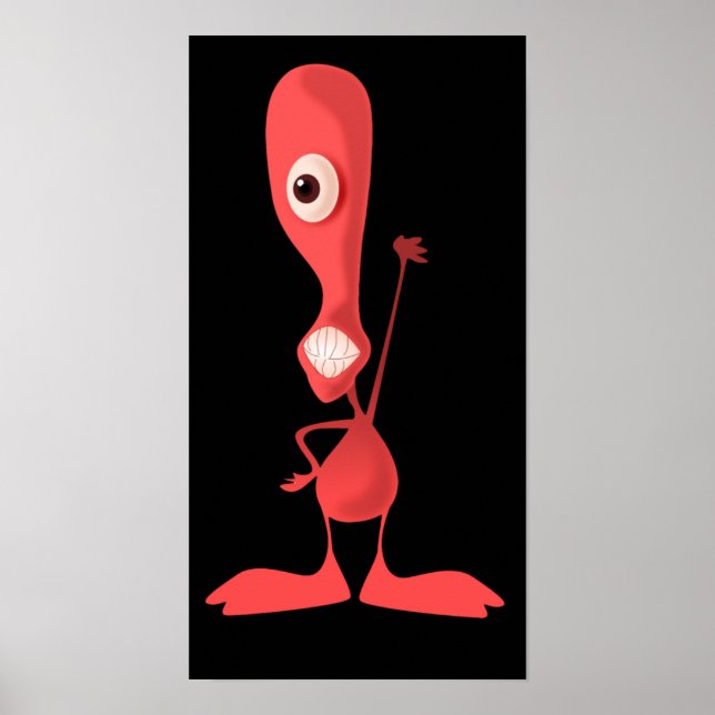 Poster Cyclops rose Un Oeil Mignonne Monstre Agitant (Devant)