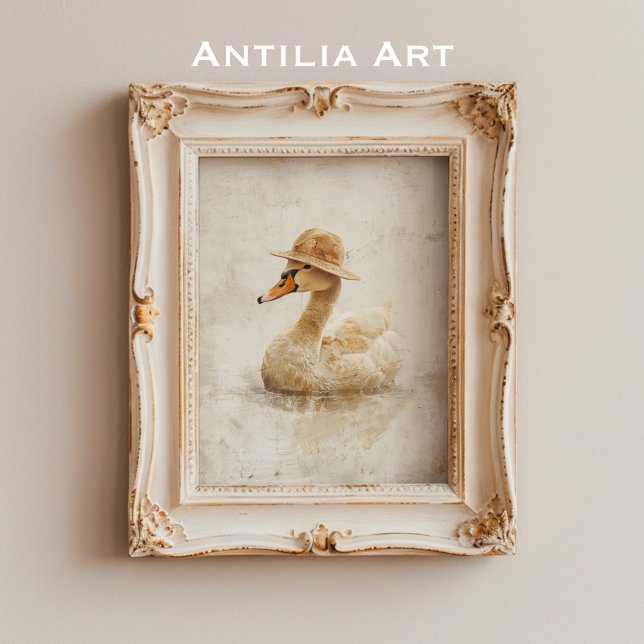 Poster Cygne avec Casquette de paille Peinture de sauvagi (Créateur téléchargé)