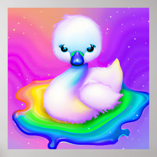 Poster Cygne bébé mignon et coloré