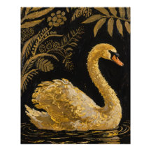 Cygne d'or sur une étang de minuit