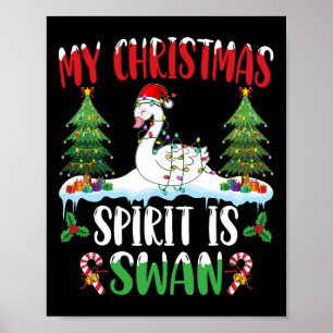 Poster Cygne portant un chapeau de Père Noël Noël - L'esp