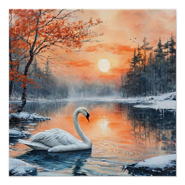 Poster Cygne sur le lac (Devant)