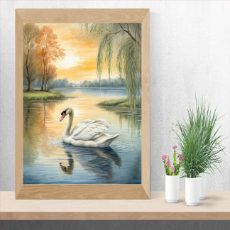 Poster Cygne sur le lac