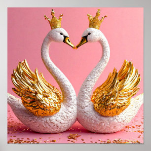 Poster Cygnes de mariage blancs grâce amour pur 🦢🤍✨