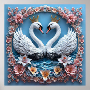 Poster Cygnes de mariage Célébration de l'amour Nature ro