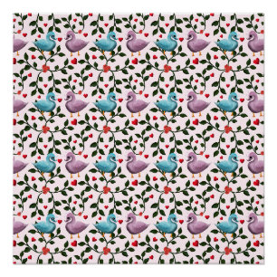 Poster Cygnes fantaisistes motif floral