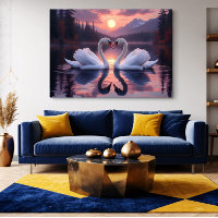 Cygnes sous la Lune de l'Amour