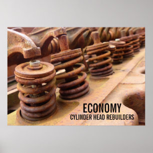 Poster Cylinder Head Rebuilders Rusty Engine Block Photo