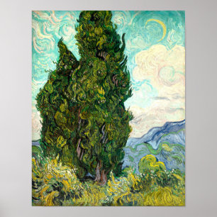 Poster Cyprès arbre Vincent Van Gogh paysage Art