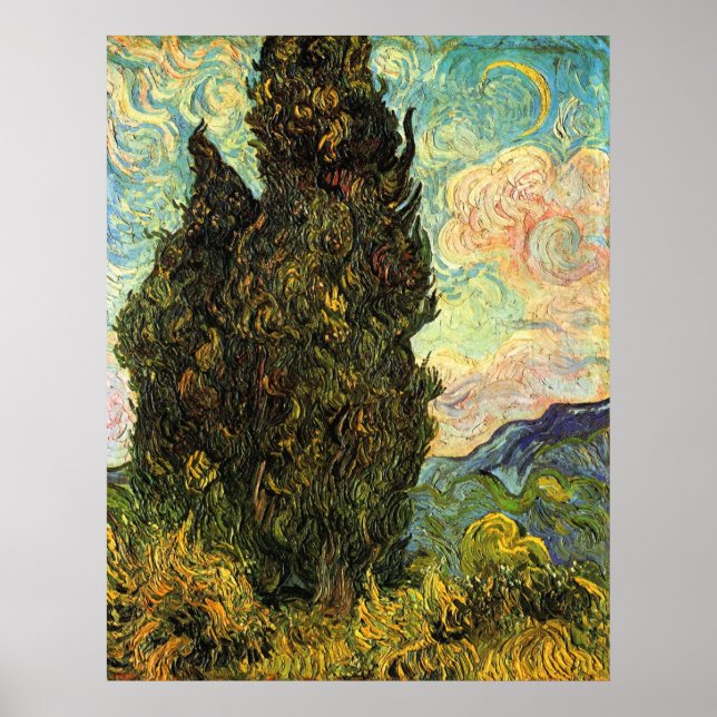 Poster Cyprès par Vincent van Gogh (Devant)
