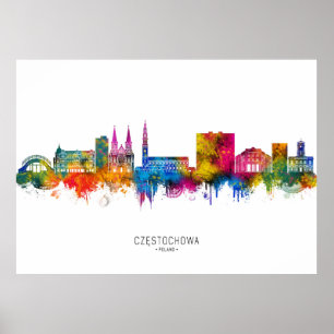 Poster Częstochowa Pologne Skyline