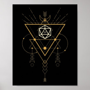 Poster D20 dés Géométrie Sacrée Minimaliste Tabletop RPG
