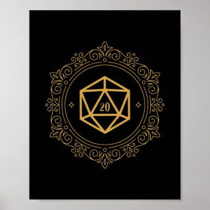 Poster D20 Dice Monogramme Tabletop RPG